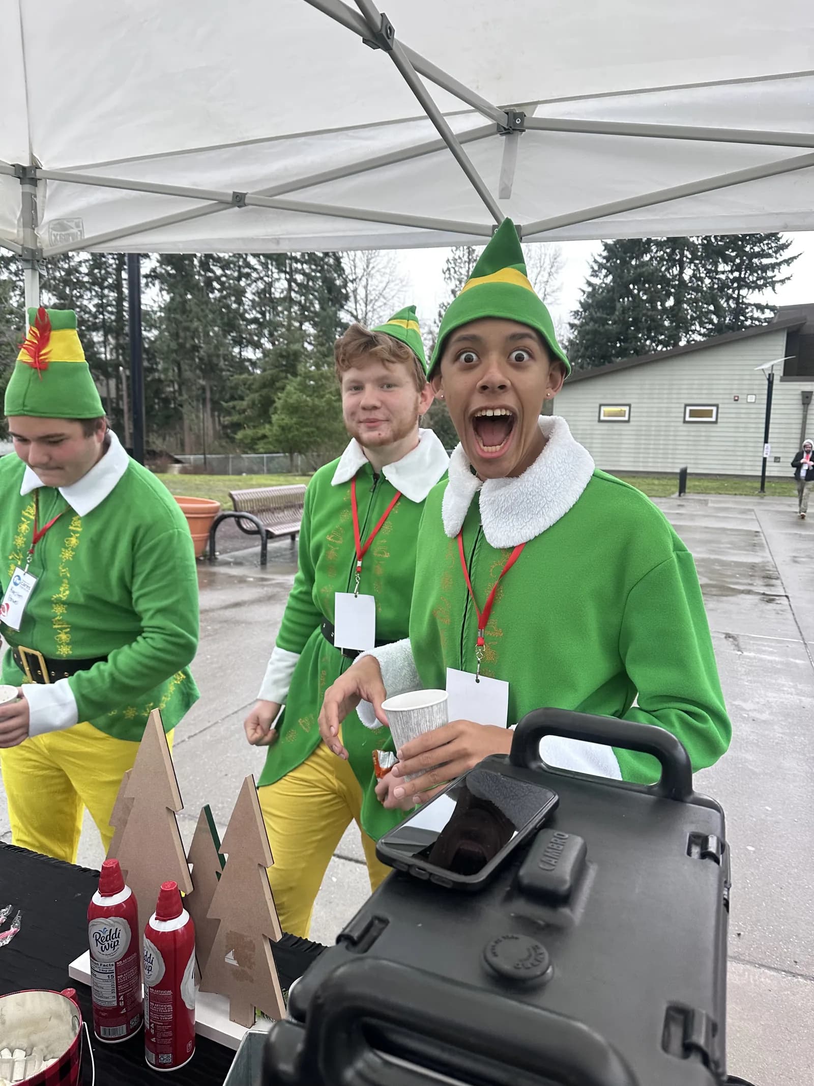 NWPB team in holiday costume at the community toy drive