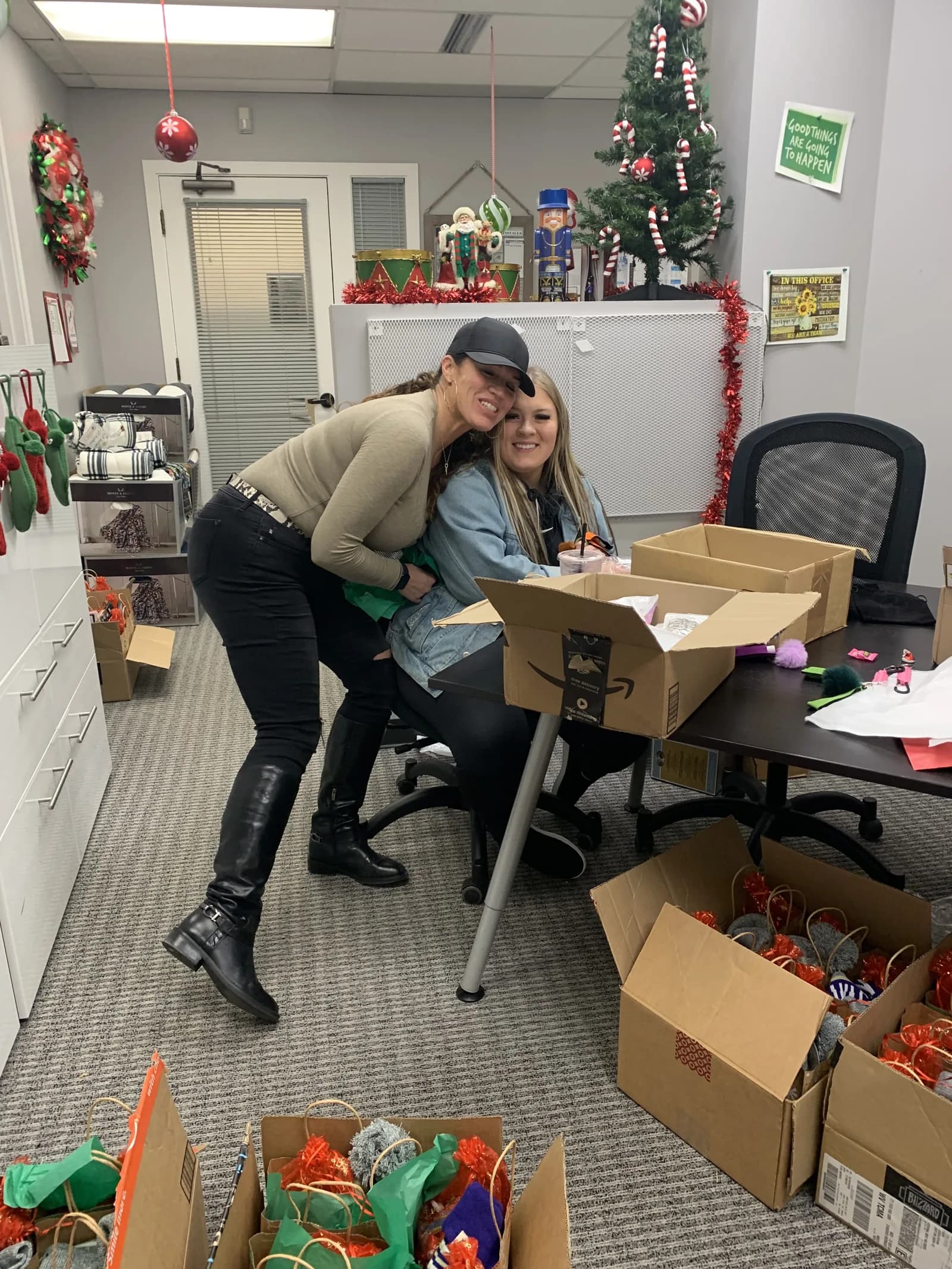Sorting donations for the community toy drive